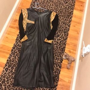 Vintage leather suede and snake skin dress
